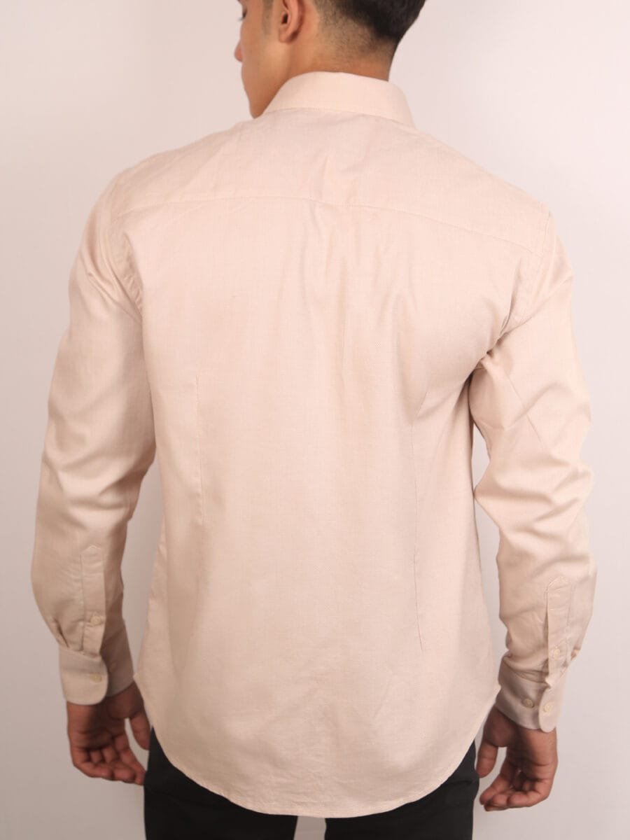 Royal Mulberry Cotton Shirt for Men - Beige (Small white dotted) - Image 2