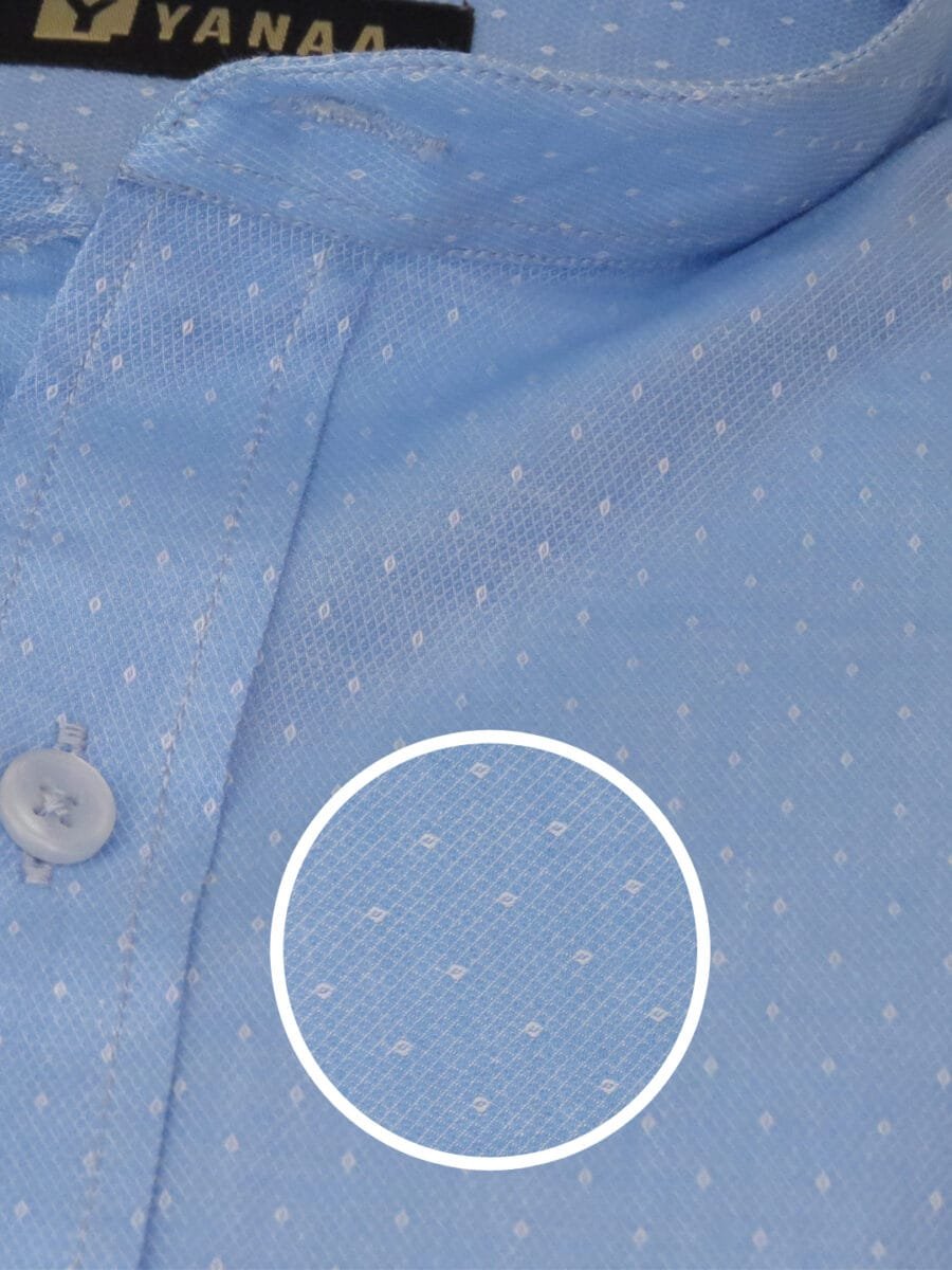 Diamond Dotted Stand-Collar Shirt for Men - Light Blue (White Dotted) - Image 4