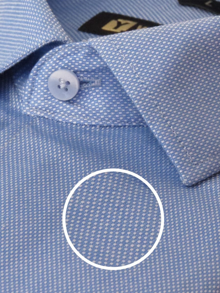Royal Mulberry Cotton Shirt for Men - Light Blue (Small white dotted) - Image 5