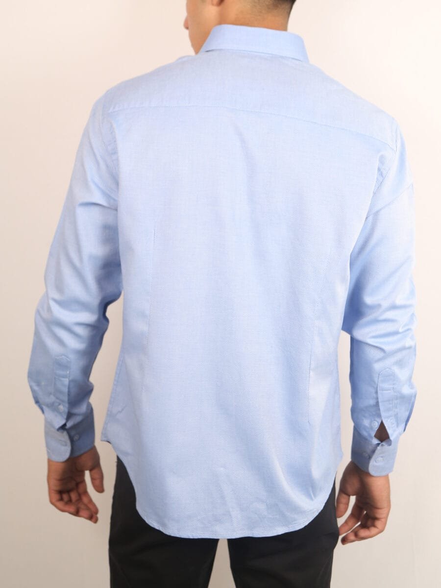 Royal Mulberry Cotton Shirt for Men - Light Blue (Small white dotted) - Image 2
