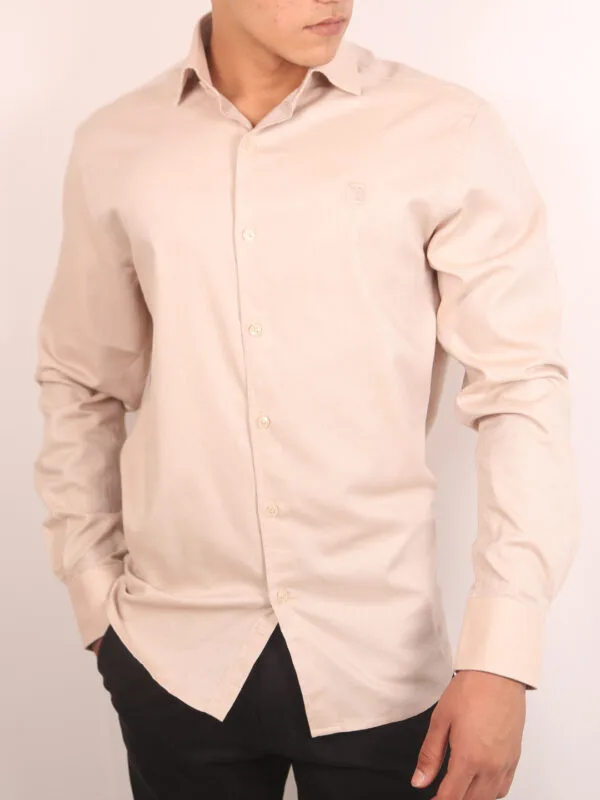 Royal Mulberry Cotton Shirt for Men - Beige (Small white dotted)