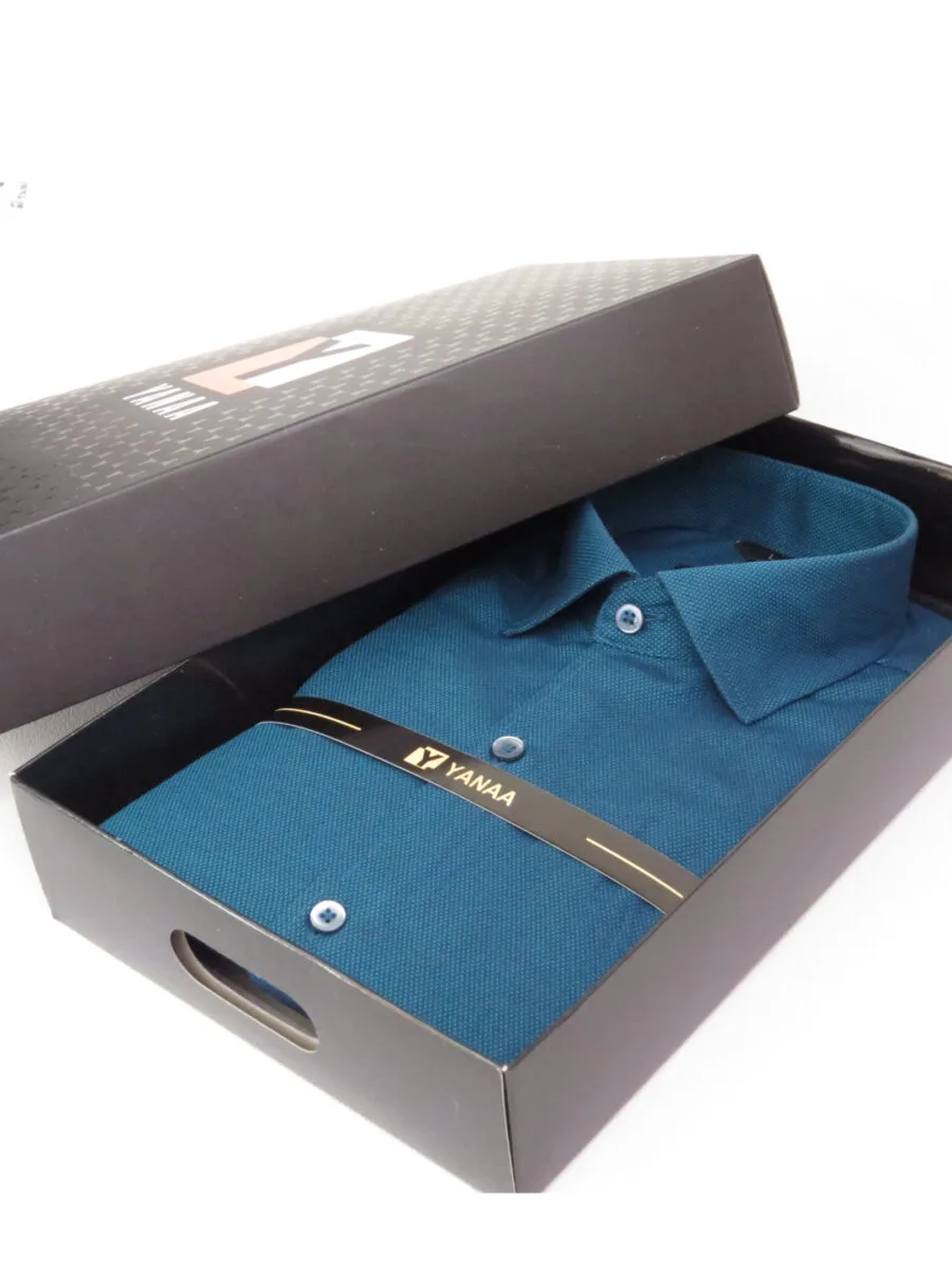 Royal Mulberry Cotton Shirt for Men - Teal (Small white dotted) - Image 3