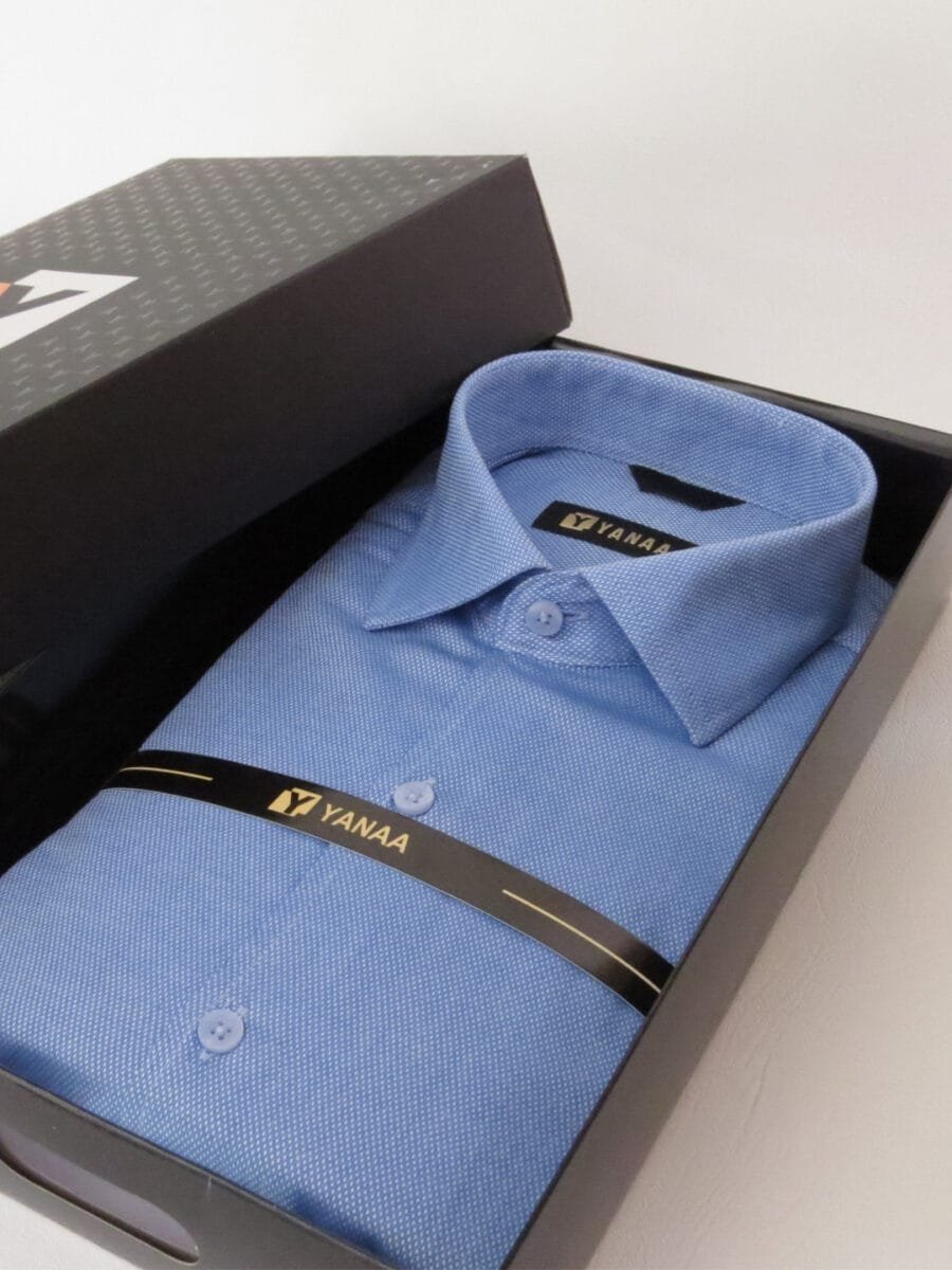 Royal Mulberry Cotton Shirt for Men - Light Blue (Small white dotted) - Image 4