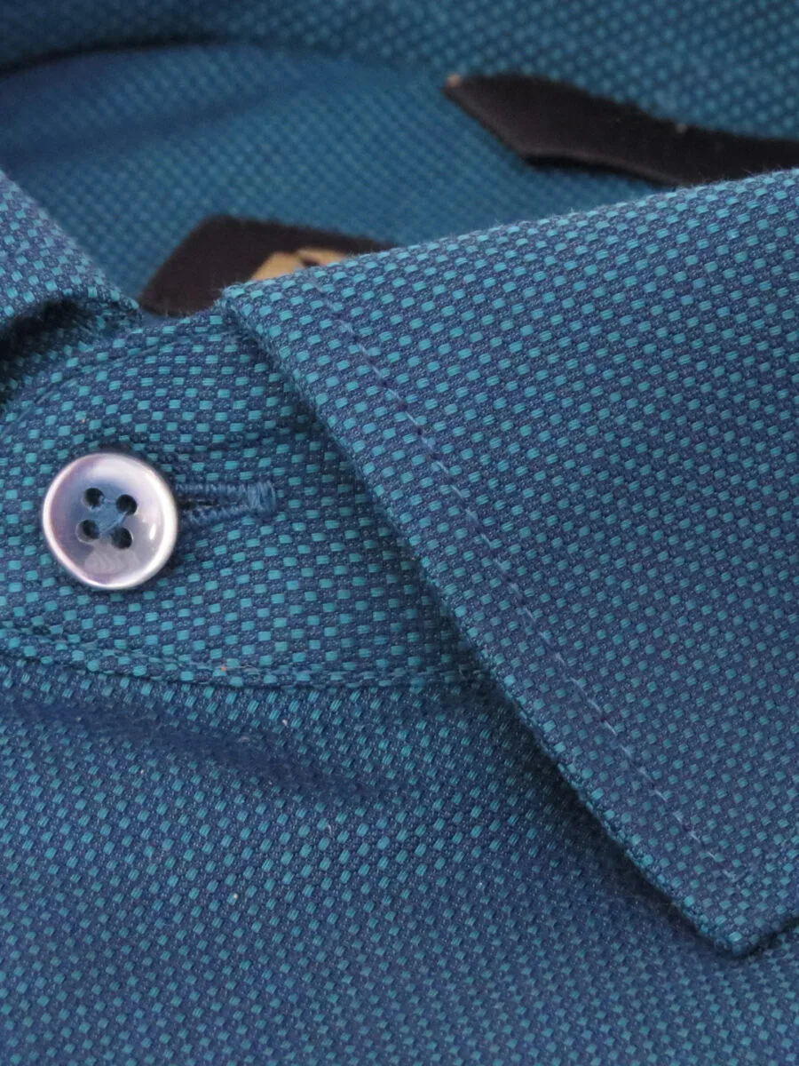 Royal Mulberry Cotton Shirt for Men - Teal (Small white dotted) - Image 4