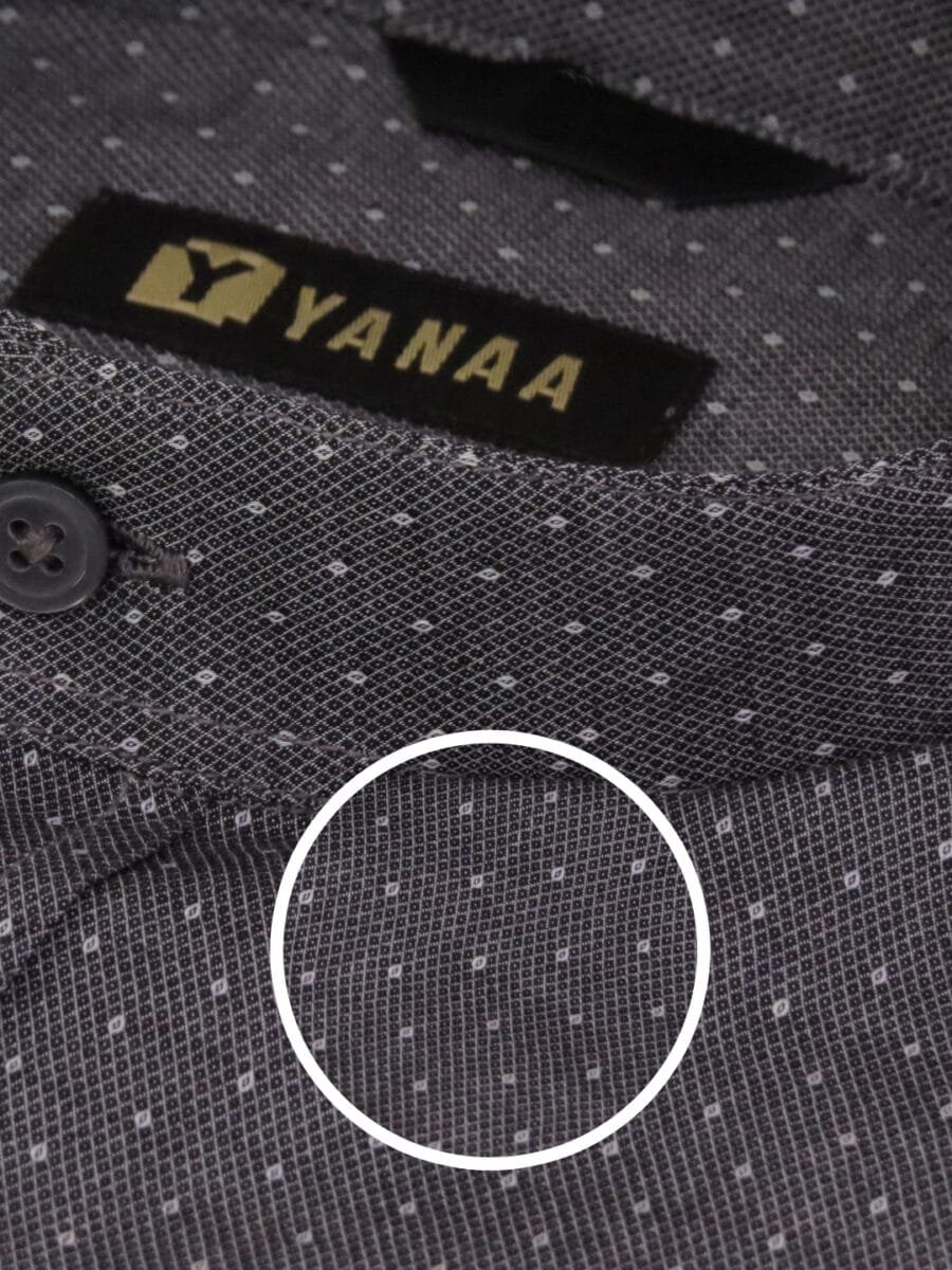 Diamond Dotted Stand-Collar Shirt for Men - Black (White Dotted) - Image 4