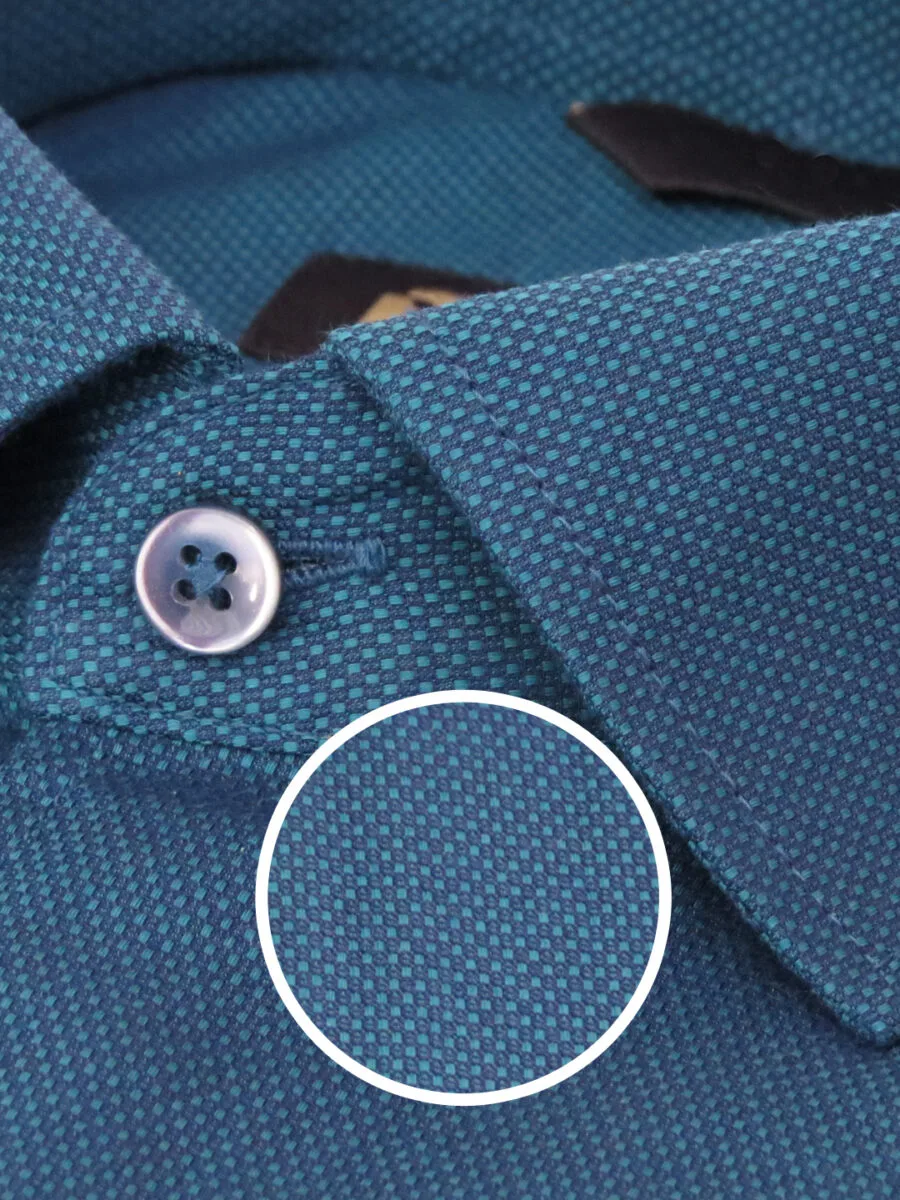 Royal Mulberry Cotton Shirt for Men - Teal (Small white dotted) - Image 5